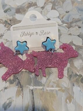 Ashlyn Rose pink Star stud & Glitter goat stud earrings